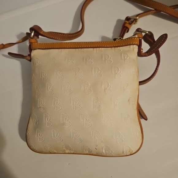 Dooney & Bourke White Monogram Canvas Crossbody Bag with Brown Leather Trim - Picture 8 of 11